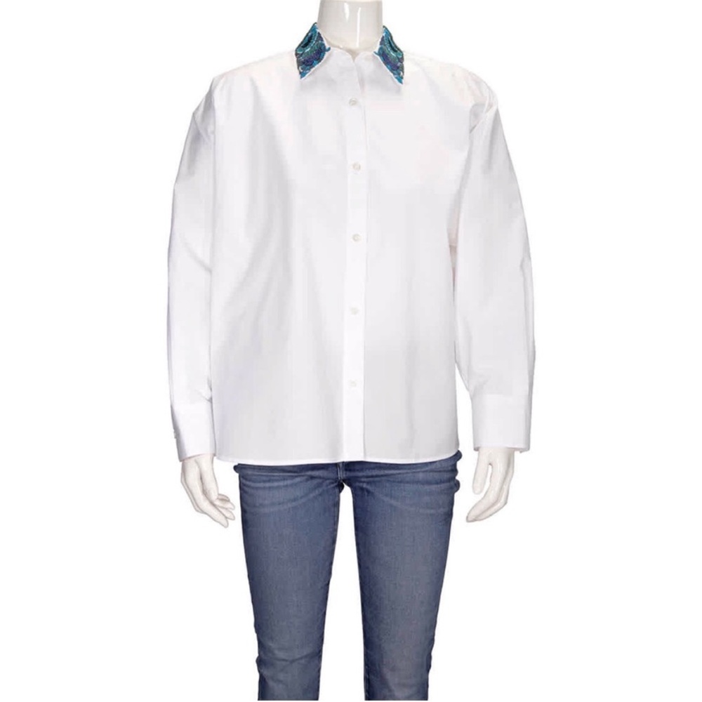Loewe Embroidered Collar Shirt In White